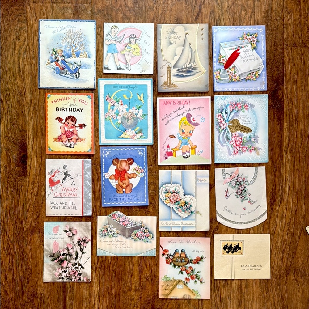 Vintage 1920s-1940s greeting card bundle